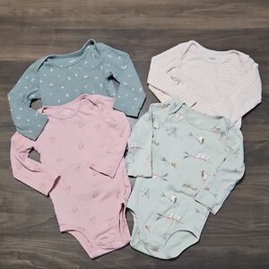 Carter's Baby Girl 4-Pack Owl Print Cotton Long-Sleeve Bodysuit Set 18M